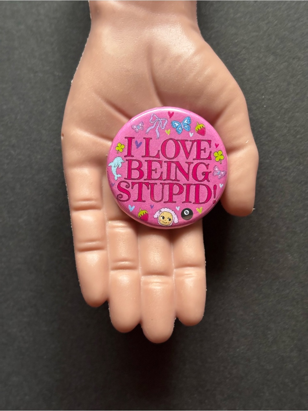 โI Love Being Stupid !โ Pink Funny Sarcastic Button |Novelty Pin - Picture 5 of 7
